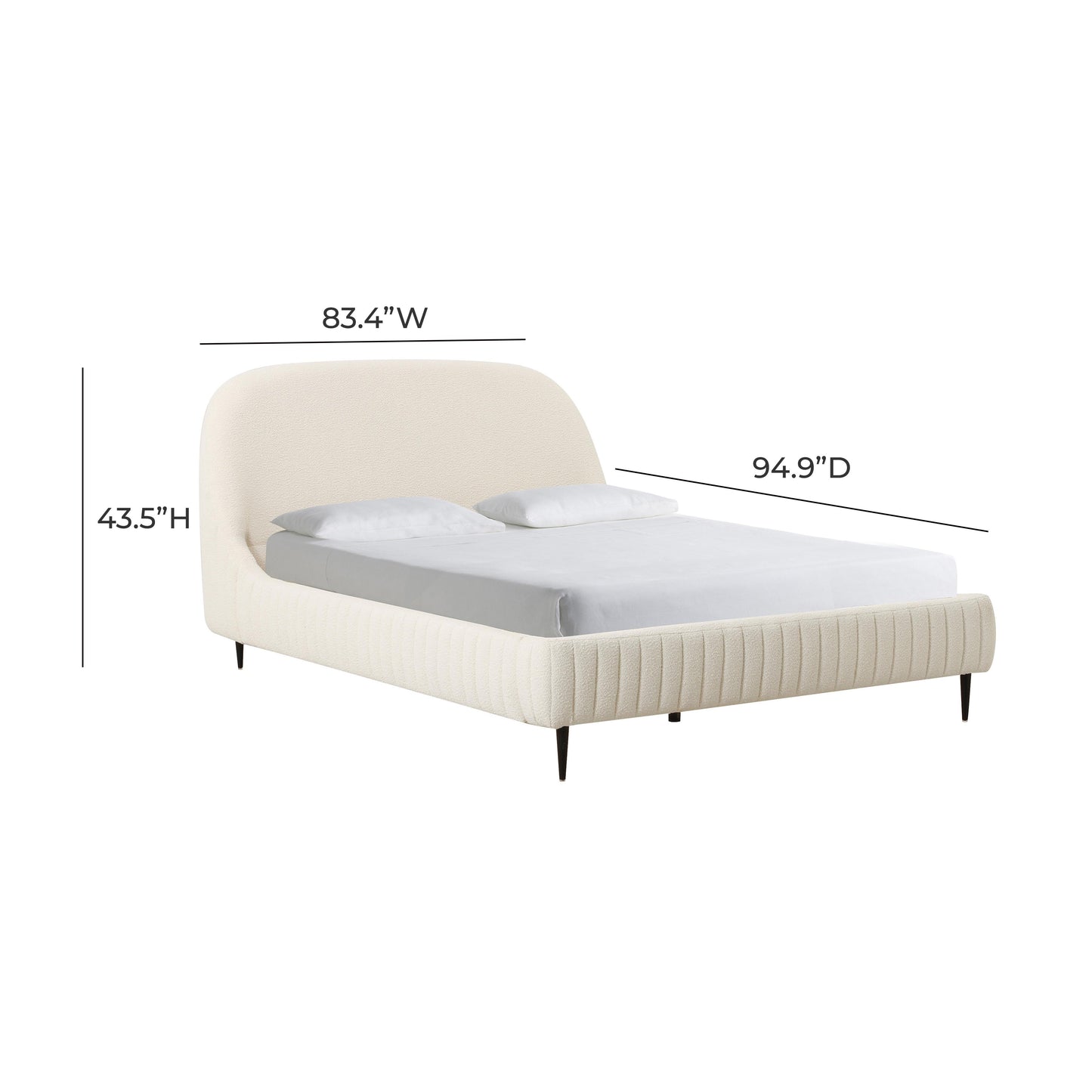 Denise Cream Boucle Bed - King - Image 6