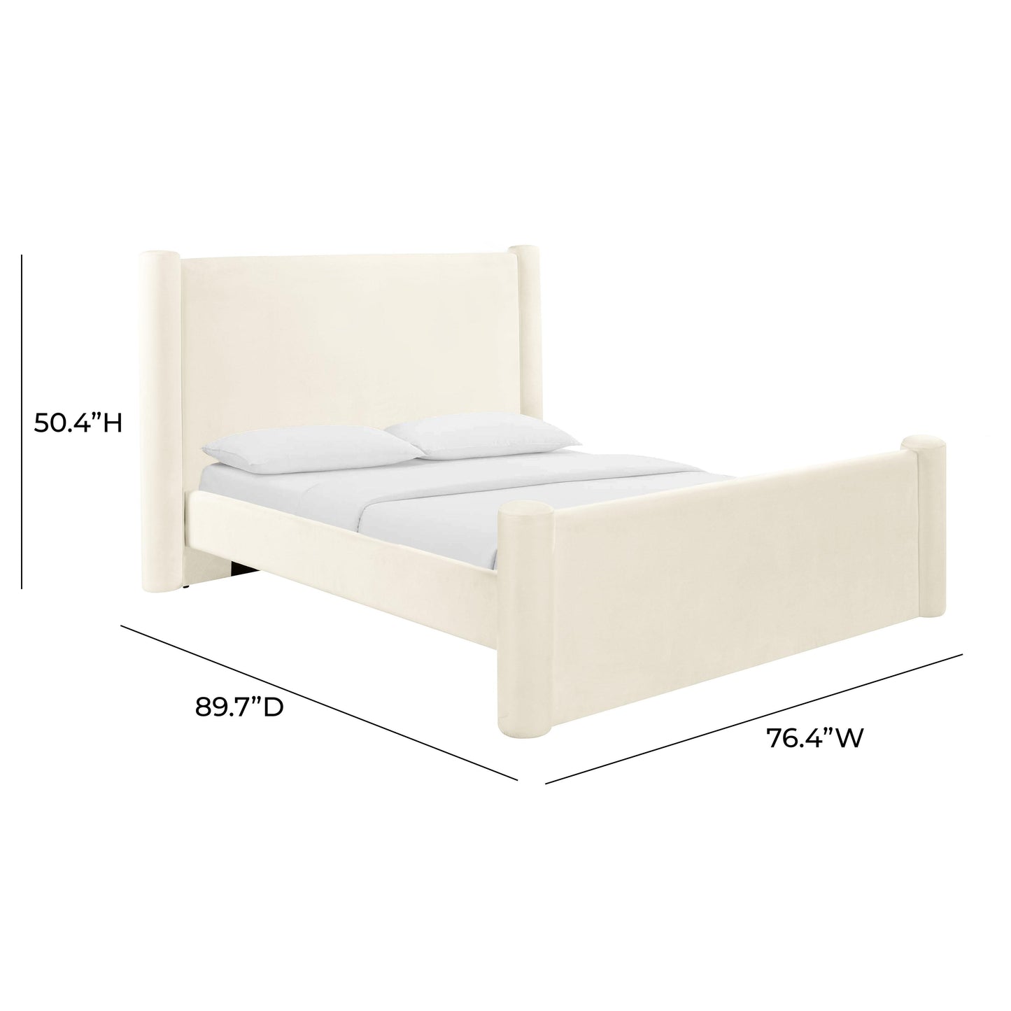 Athara Cream Velvet Bed - Queen - Image 8