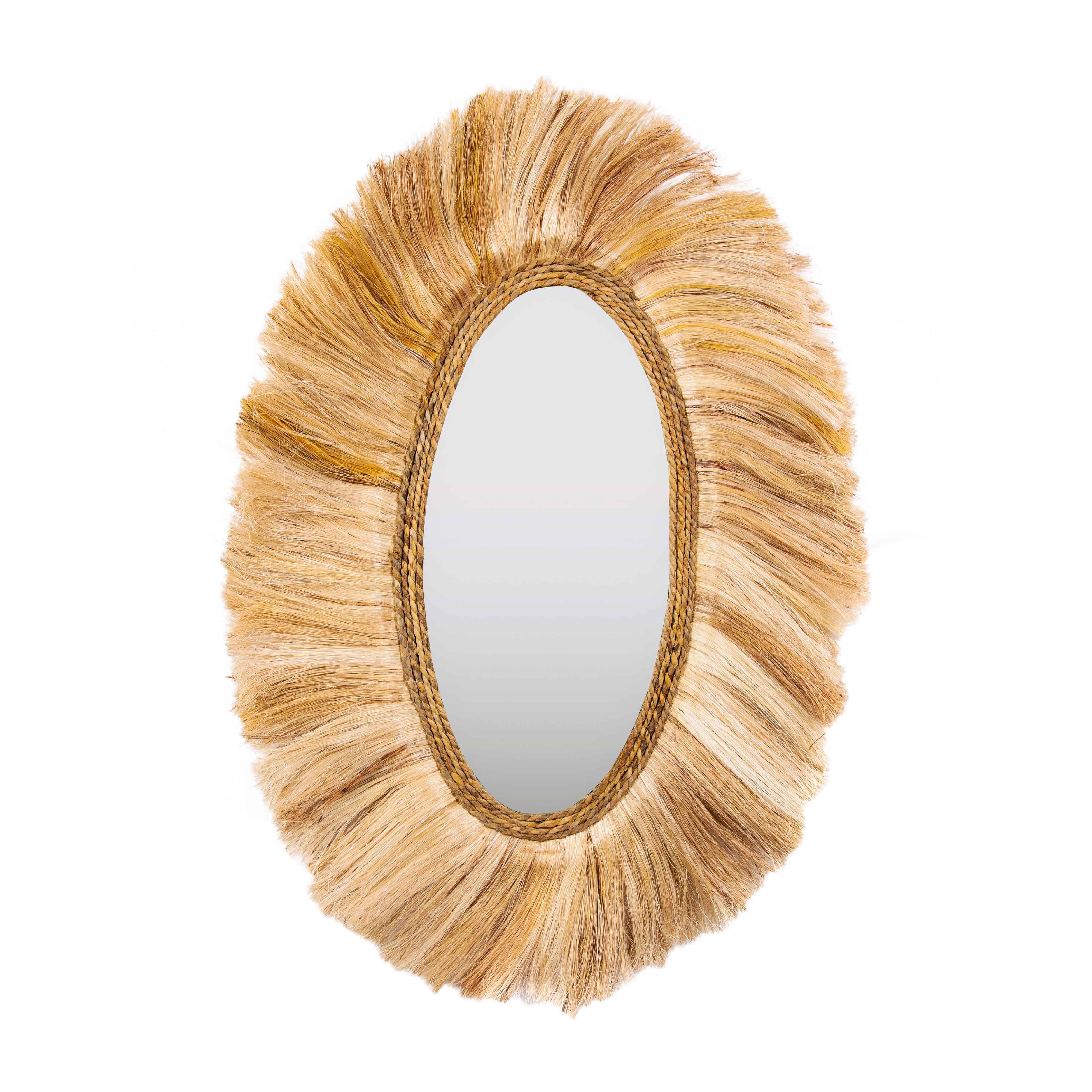 Tribal Natural Abaca Grass Oval Wall Mirror – TOV Furniture