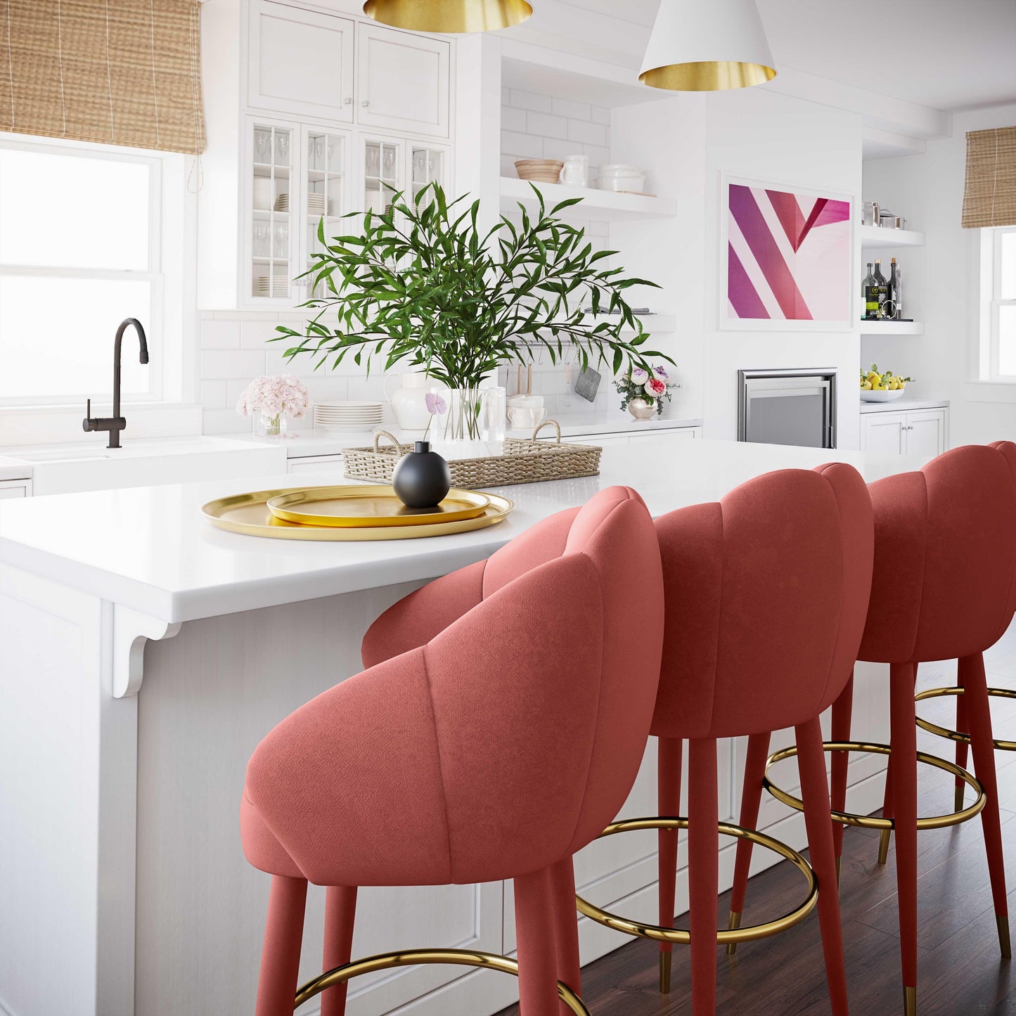 Myla Performance Velvet Swivel Stool - Salmon / Counter Height - Image 9