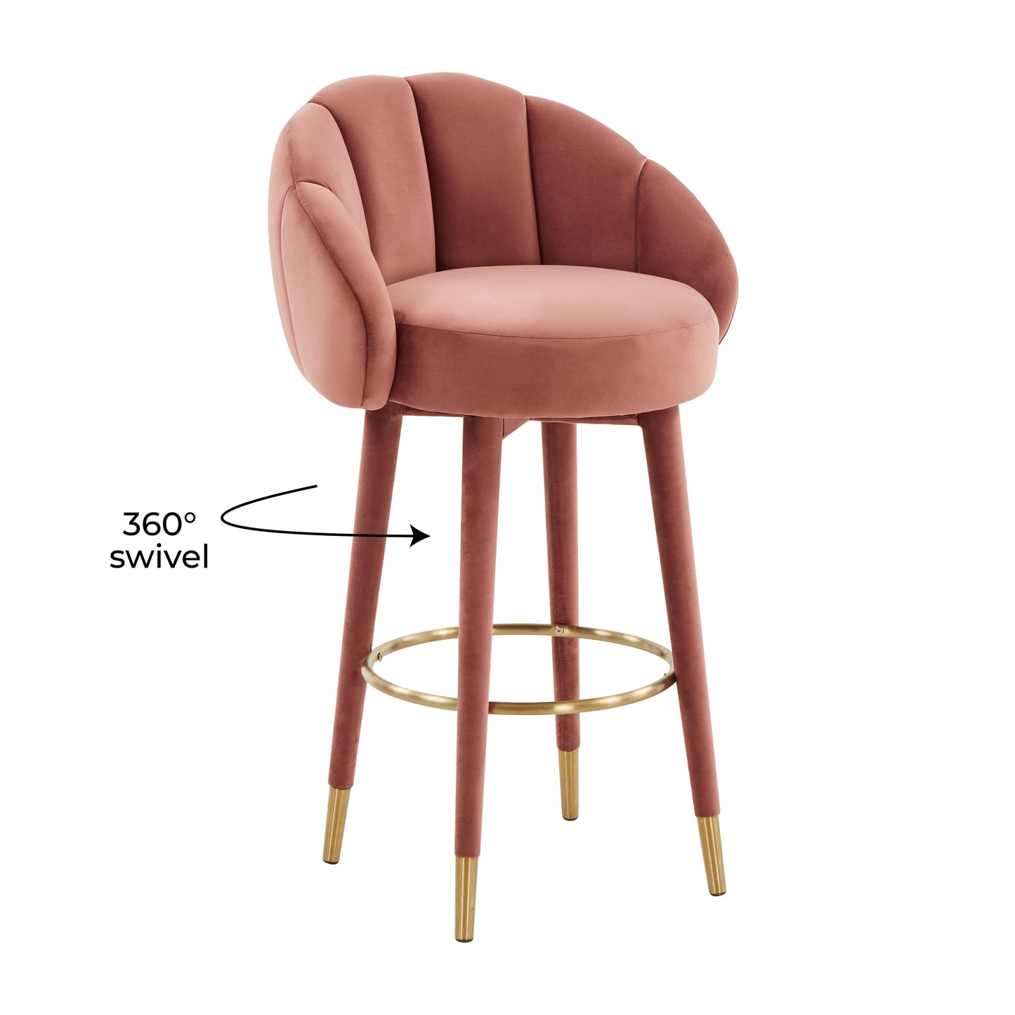 Myla Performance Velvet Swivel Stool - Salmon / Bar Height - Image 8