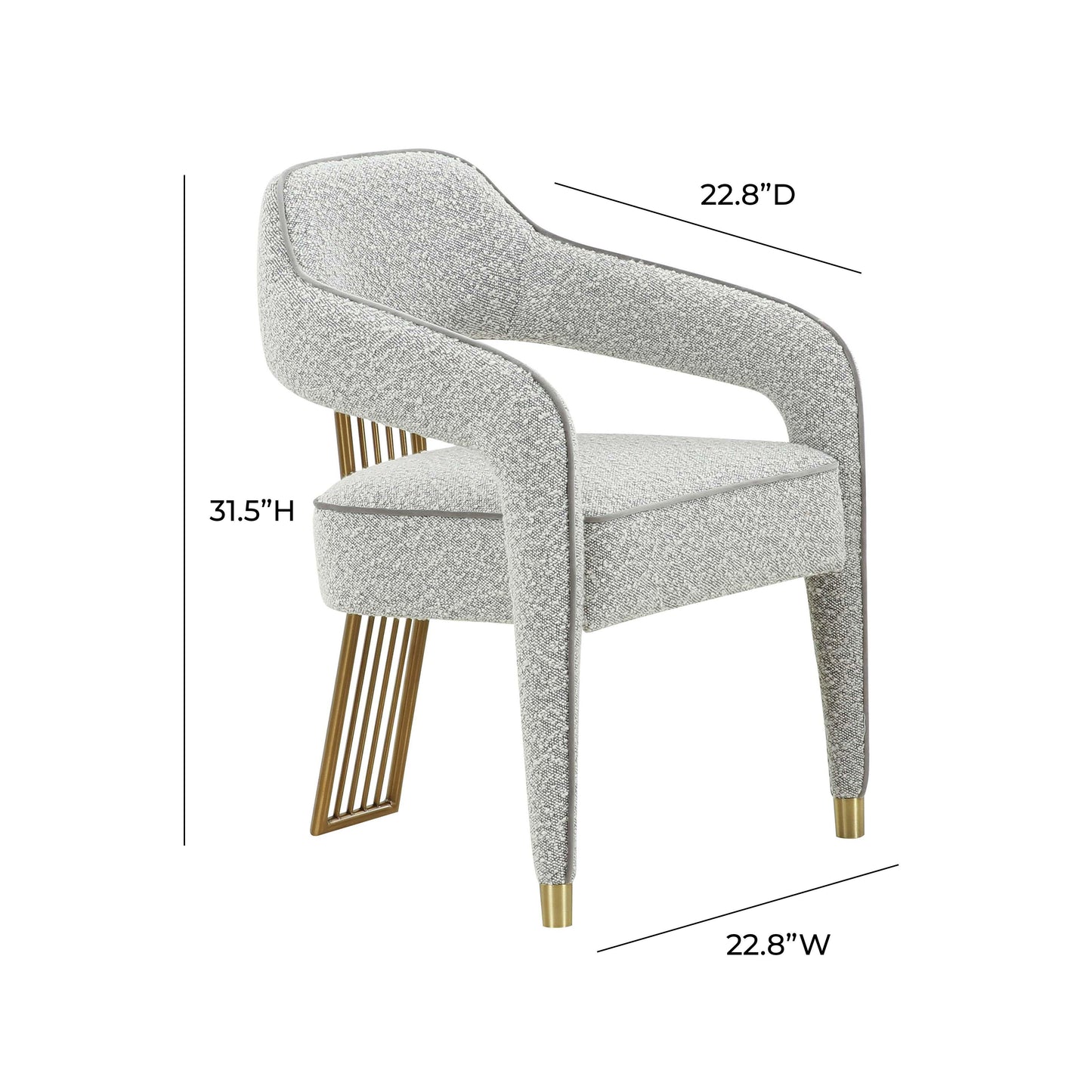 Corralis Performance Boucle Dining Chair - Grey - Image 6