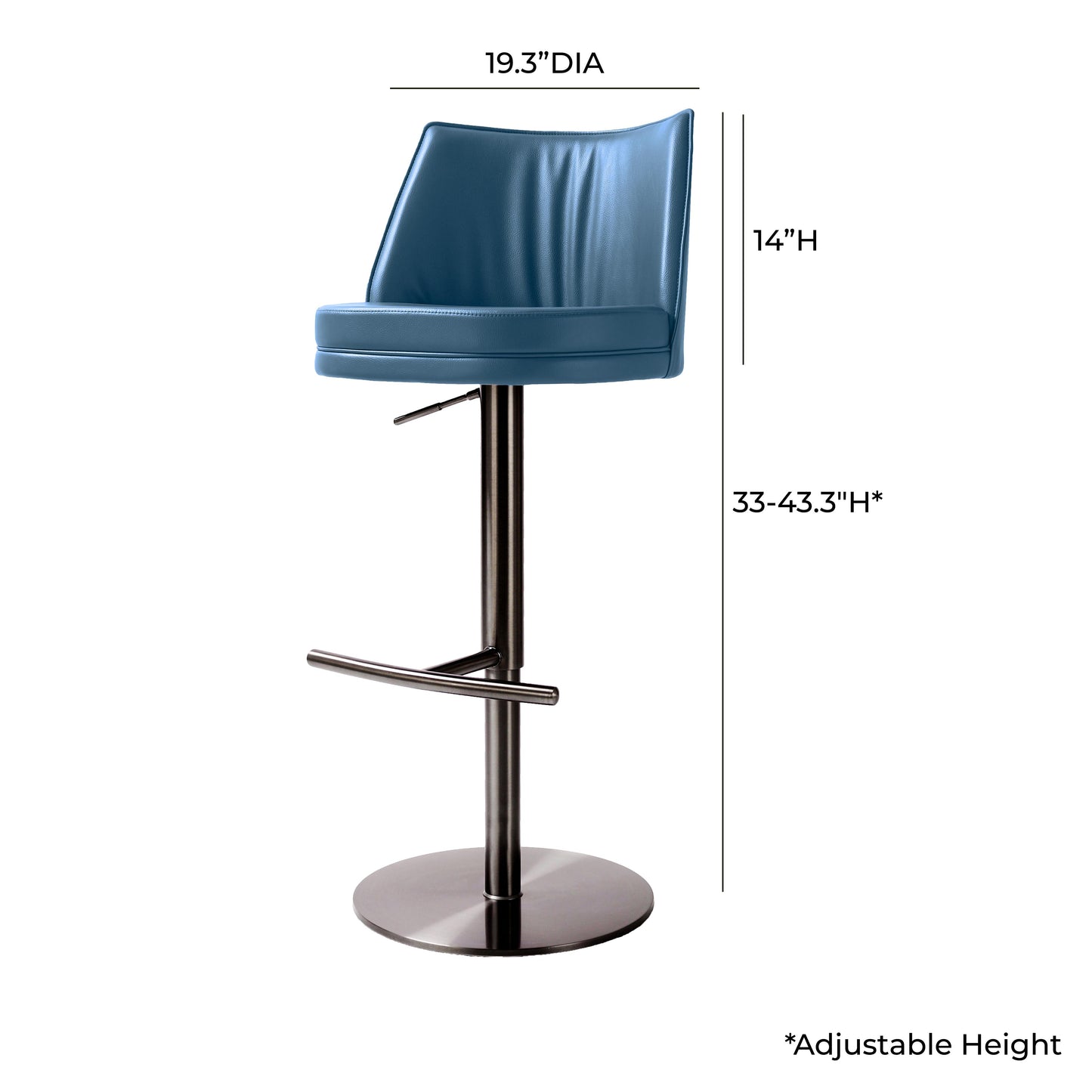 Gala Performance Vegan Leather Adjustable Stool - Blue - Image 6