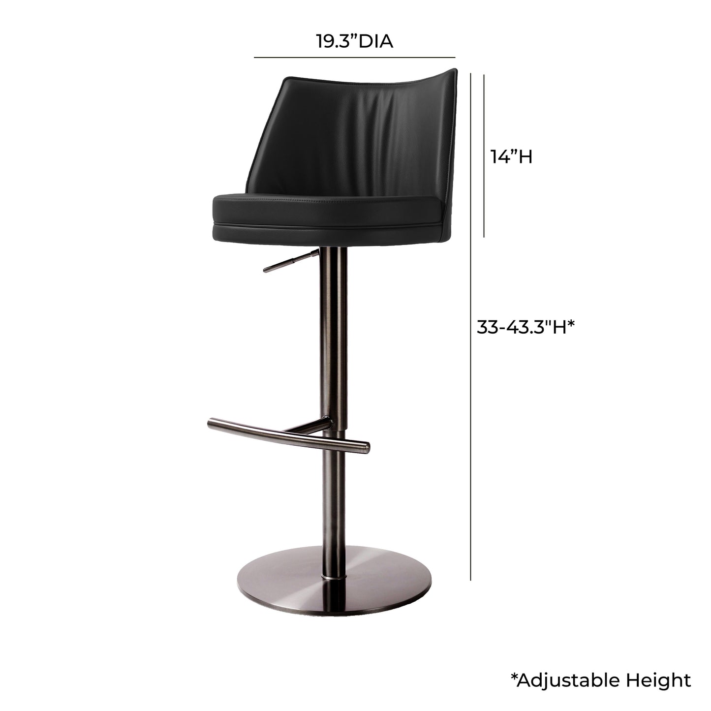 Gala Performance Vegan Leather Adjustable Stool - Black - Image 6