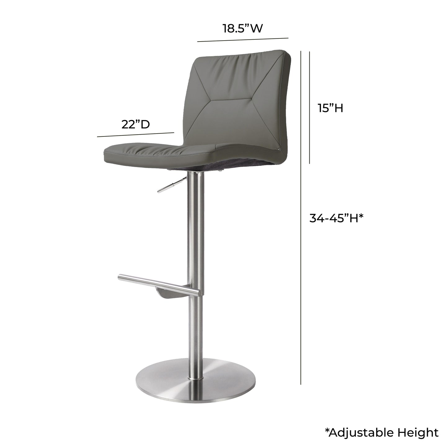 Paddy Performance Vegan Leather Adjustable Stool - Dark Grey - Image 6