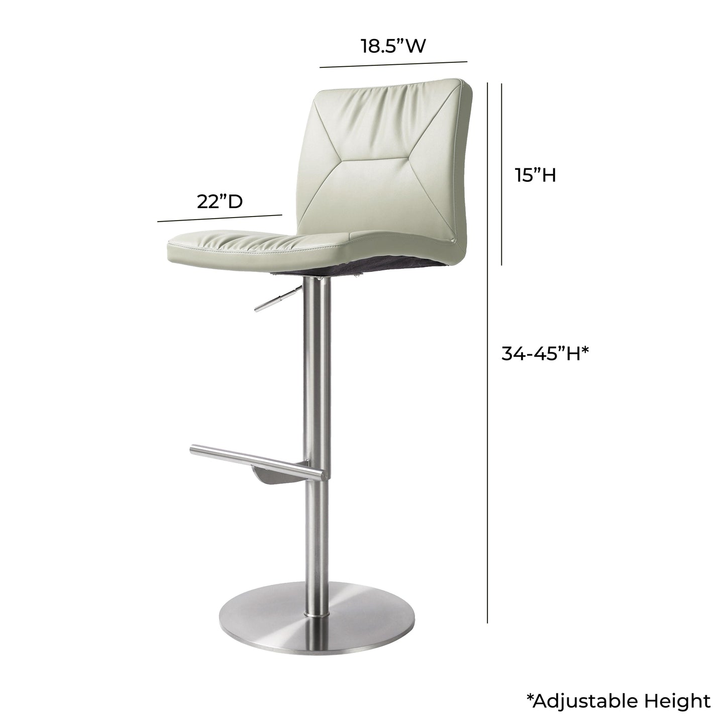 Paddy Performance Vegan Leather Adjustable Stool - Light Grey - Image 6