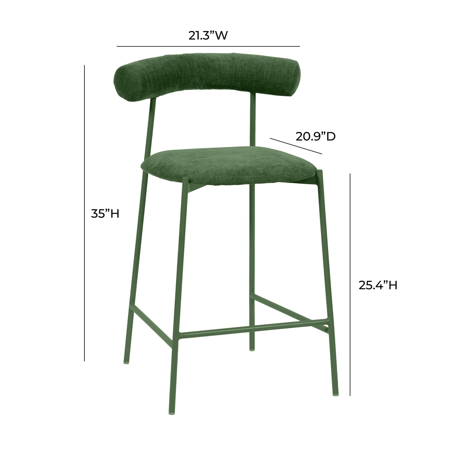 Liliana Performance Velvet Stool - Forest Green / Counter Height - Image 6