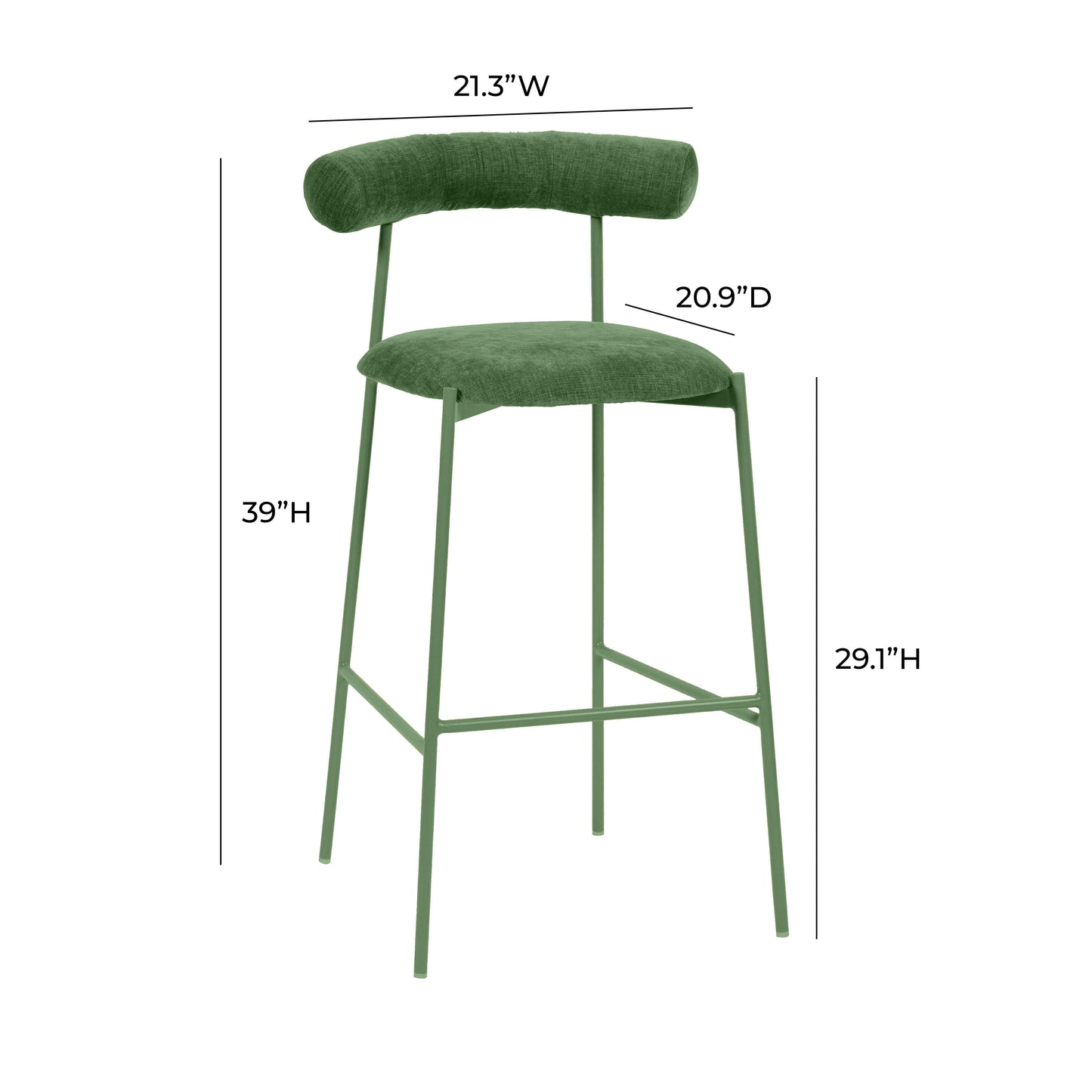 Liliana Performance Velvet Stool - Forest Green / Bar Height - Image 6