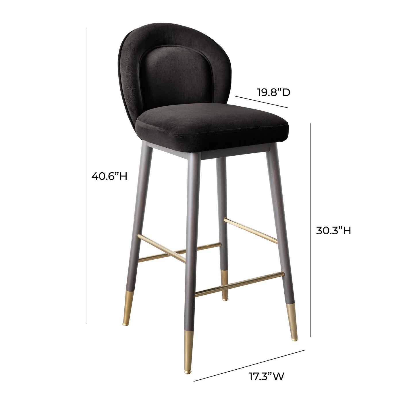 Hailey Performance Velvet Stool - Charcoal / Bar Height - Image 6