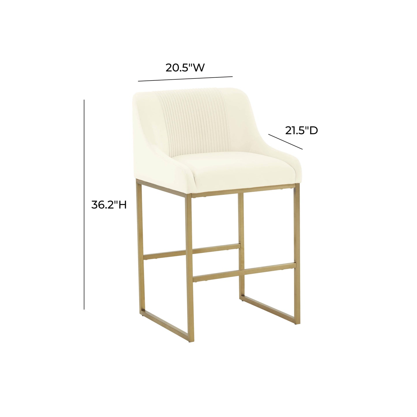 Lisa Pleated Performance Velvet Counter Stool - Cream - Image 6