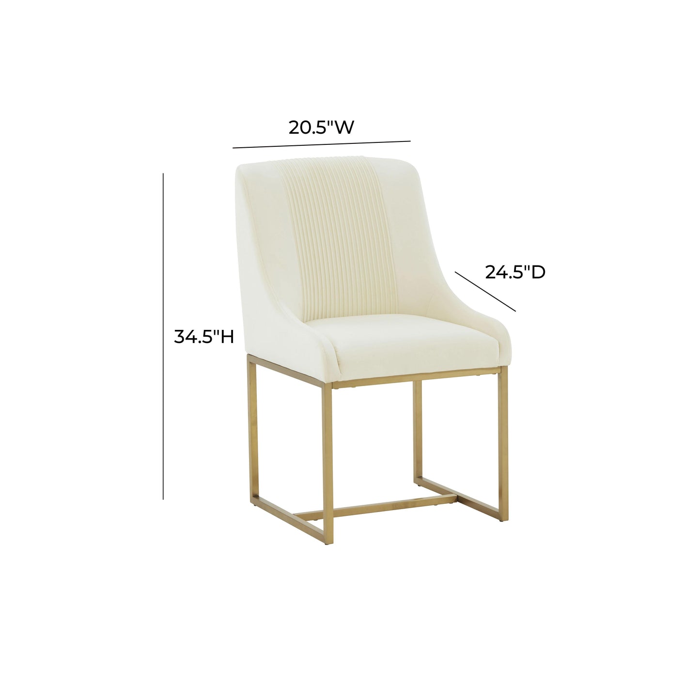Lisa Pleated Performance Velvet Dining Chair - Cream - Image 6