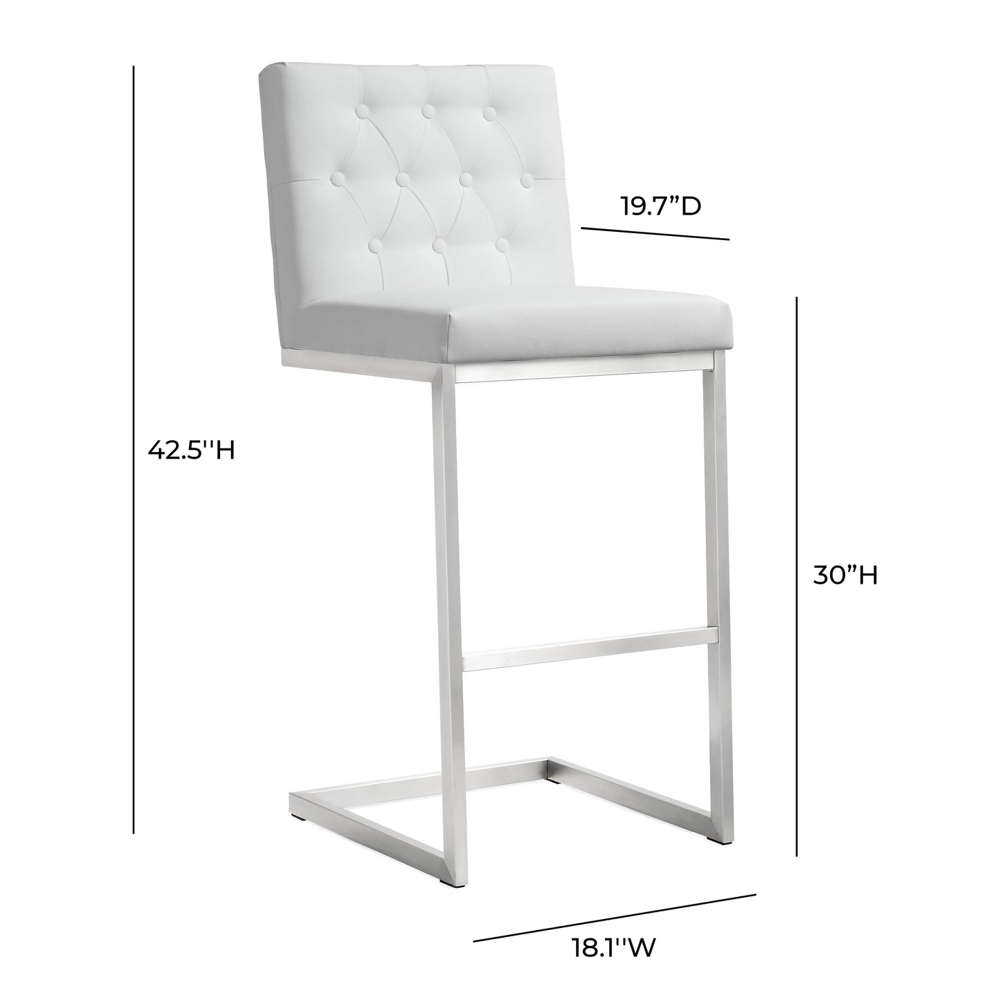Helsinki White Performance Vegan Leather Stool - Set of 2 - Bar Height - Image 9