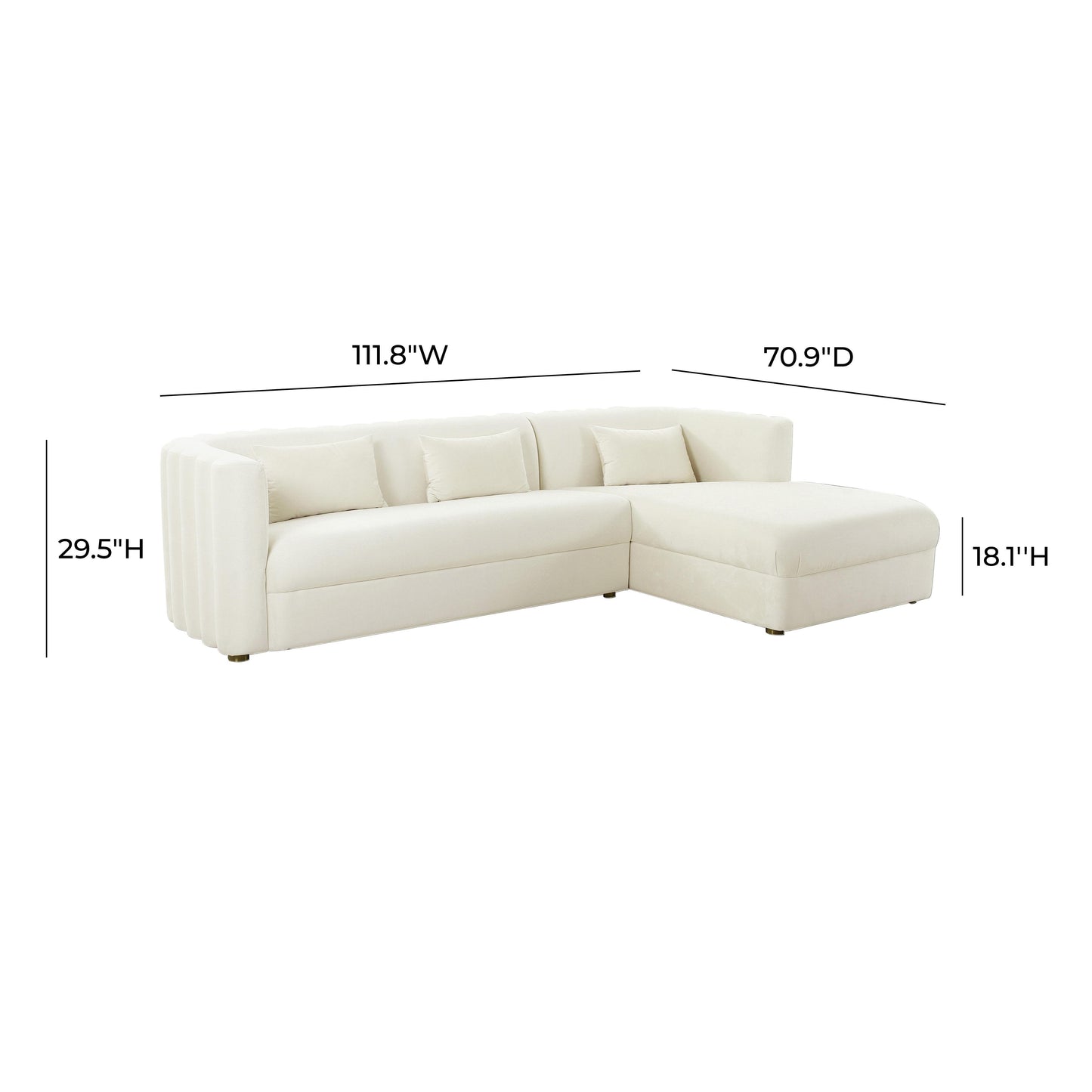 Callie 2-Piece Performance Velvet L-Shaped Sectional - Cream / RAF - Image 6