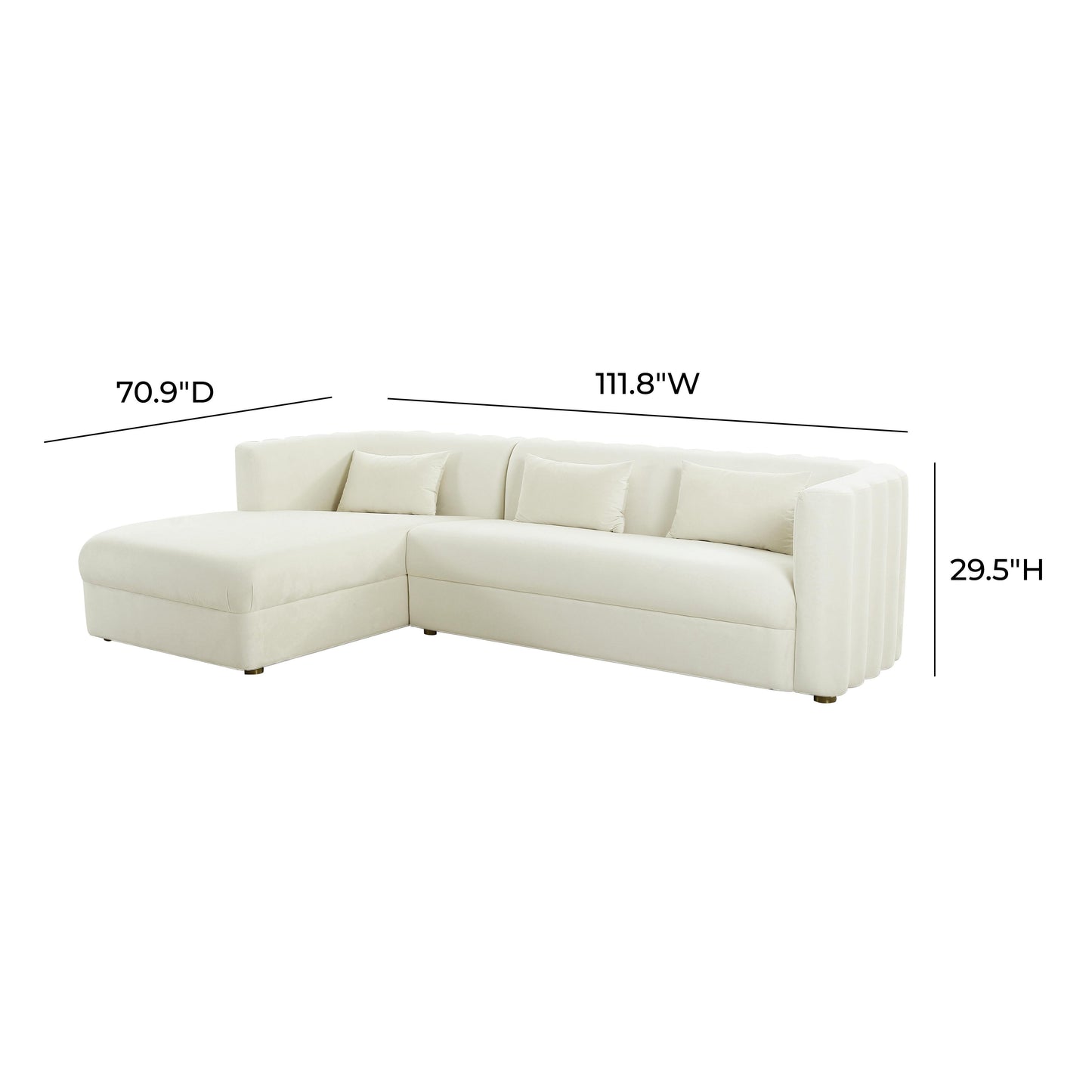 Callie 2-Piece Performance Velvet L-Shaped Sectional - Cream / LAF - Image 5