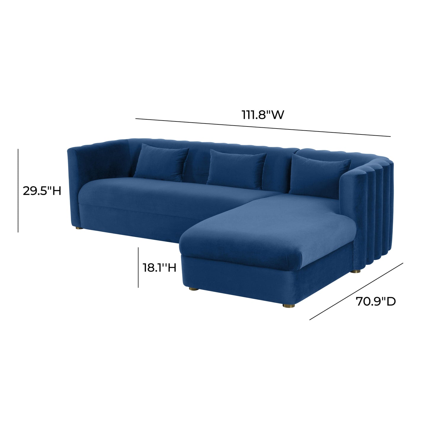 Callie 2-Piece Performance Velvet L-Shaped Sectional - Navy / RAF - Image 7