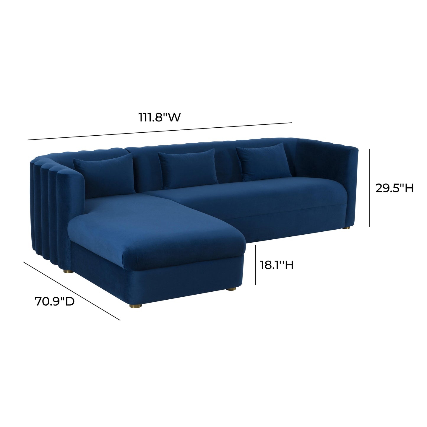 Callie 2-Piece Performance Velvet L-Shaped Sectional - Navy / LAF - Image 7