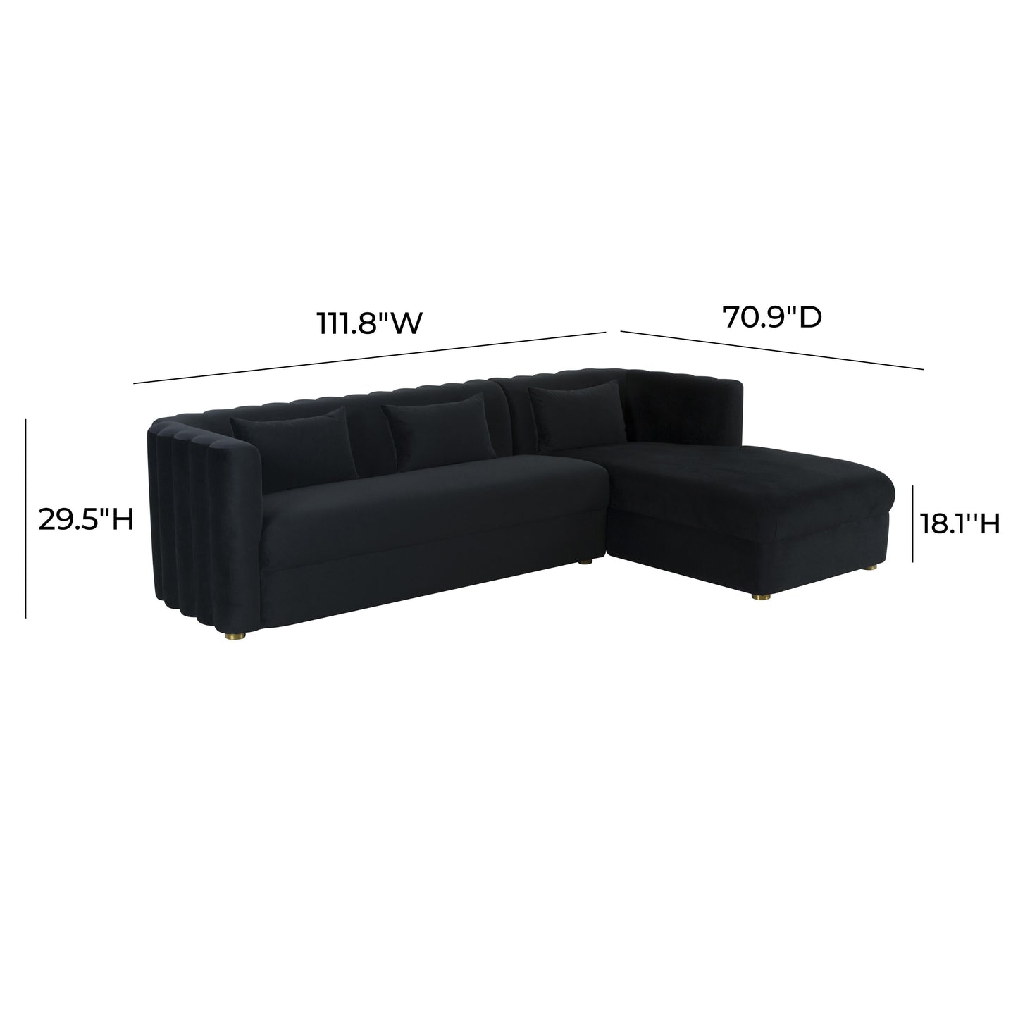 Callie 2-Piece Performance Velvet L-Shaped Sectional - Black / RAF - Image 6