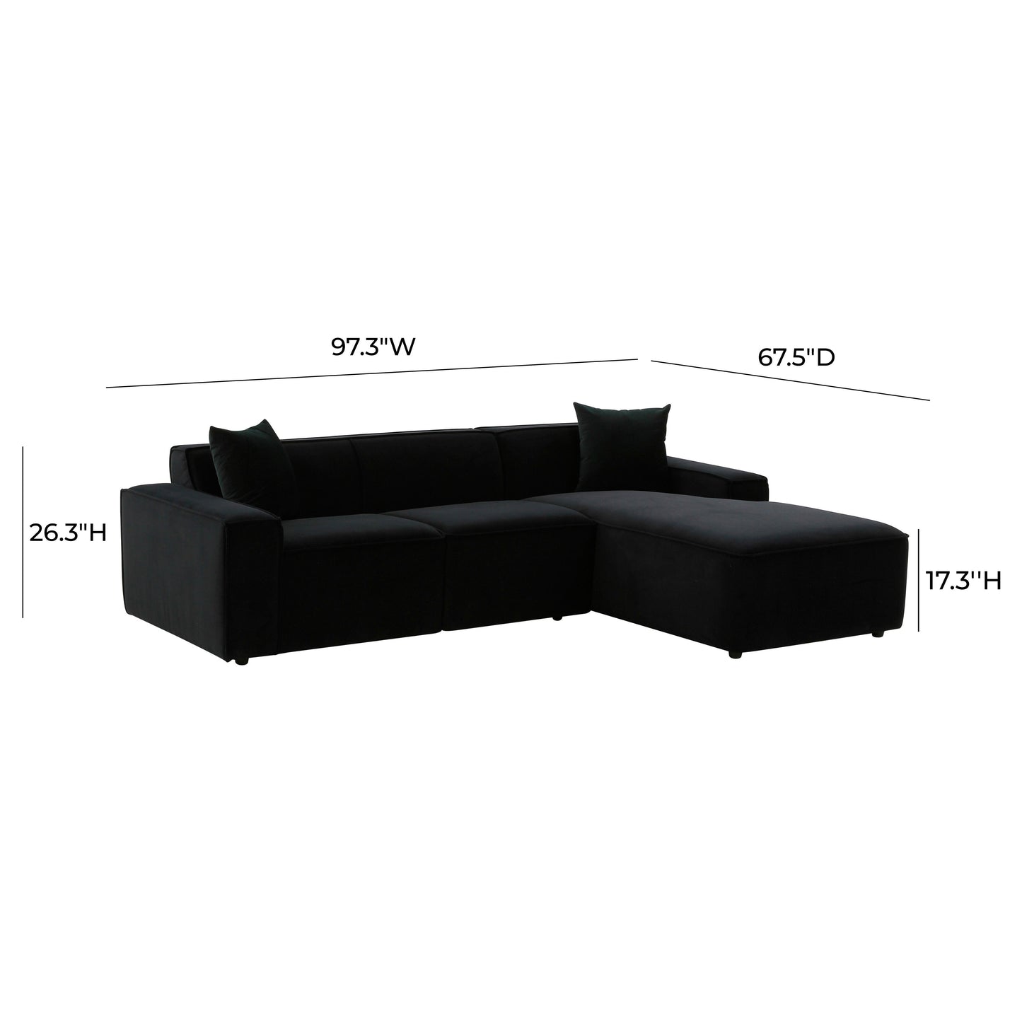 Olafur 2-Piece Performance Fabric L-Shaped Sectional - Black / RAF - Image 7