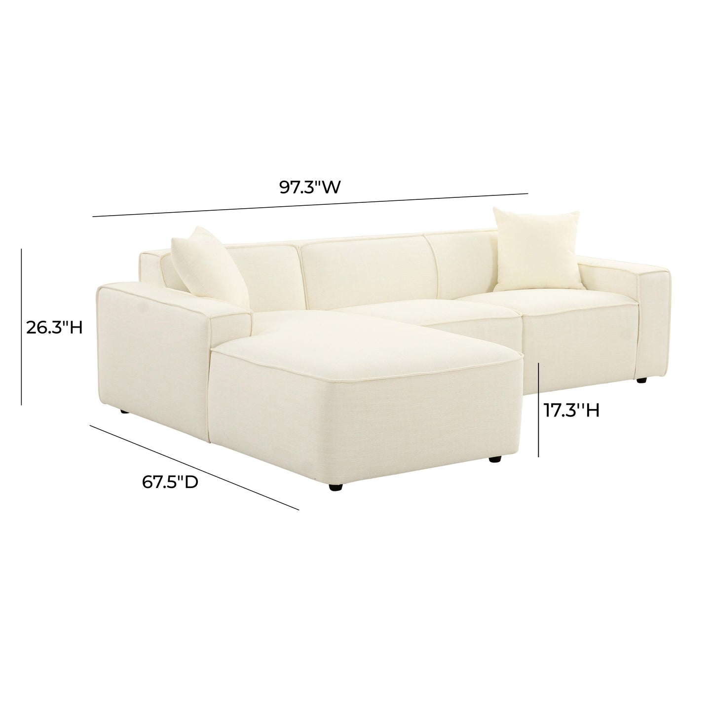 Olafur 2-Piece Performance Fabric L-Shaped Sectional - Cream / LAF - Image 7