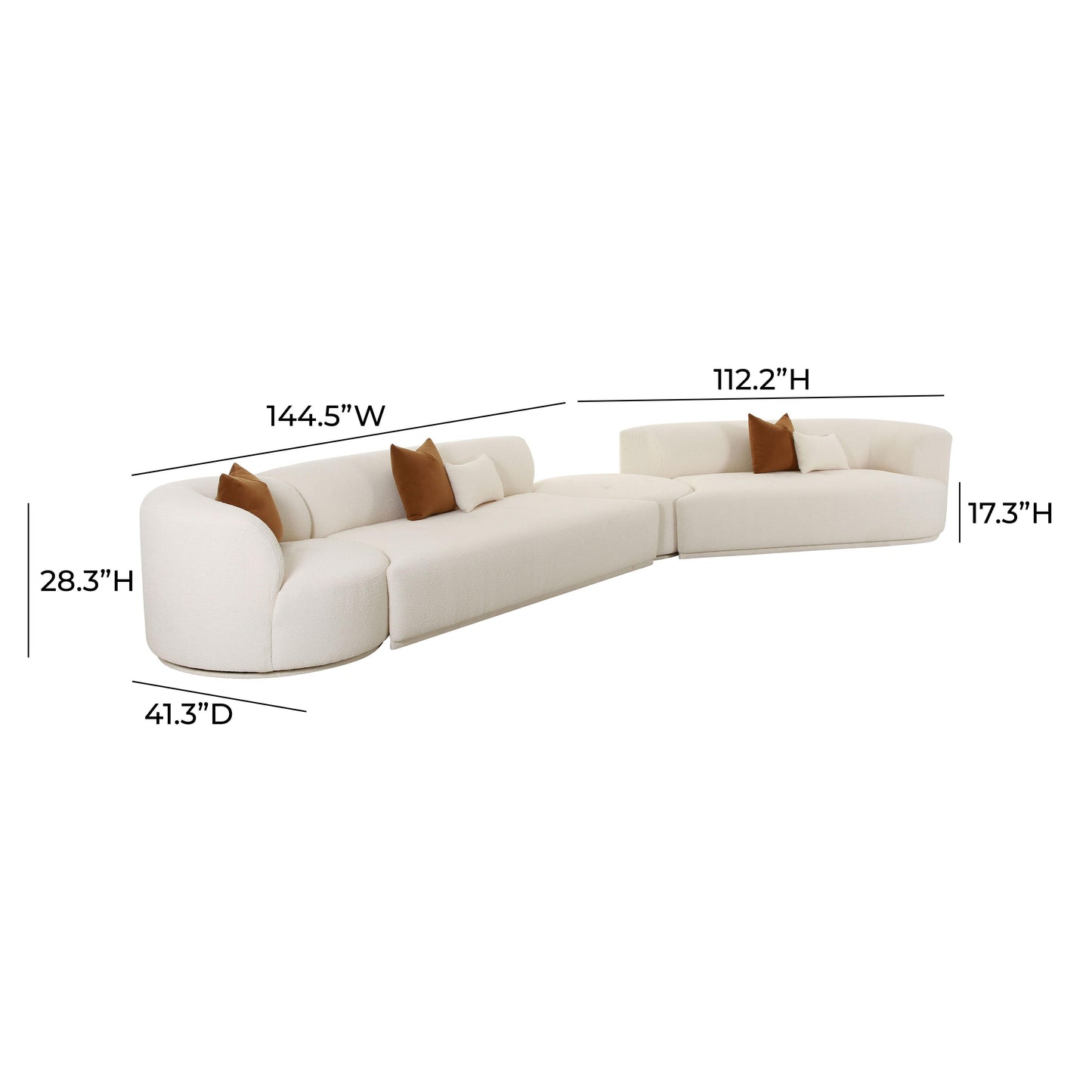Fickle 4-Piece Cream Performance Boucle Modular Sectional - RAF - Image 7