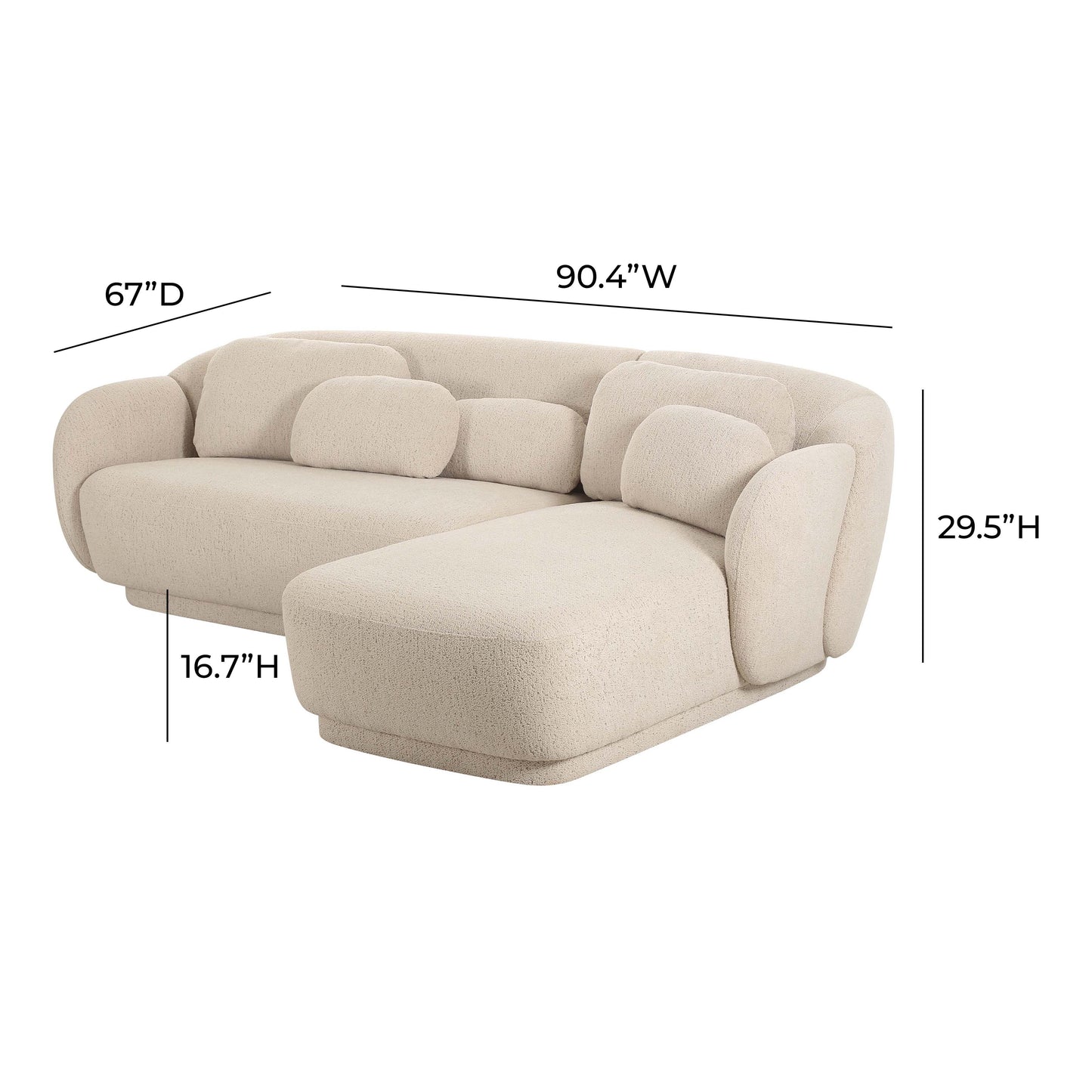 Misty 2-Piece Cream Performance Boucle L-Shaped Sectional - RAF - Image 7