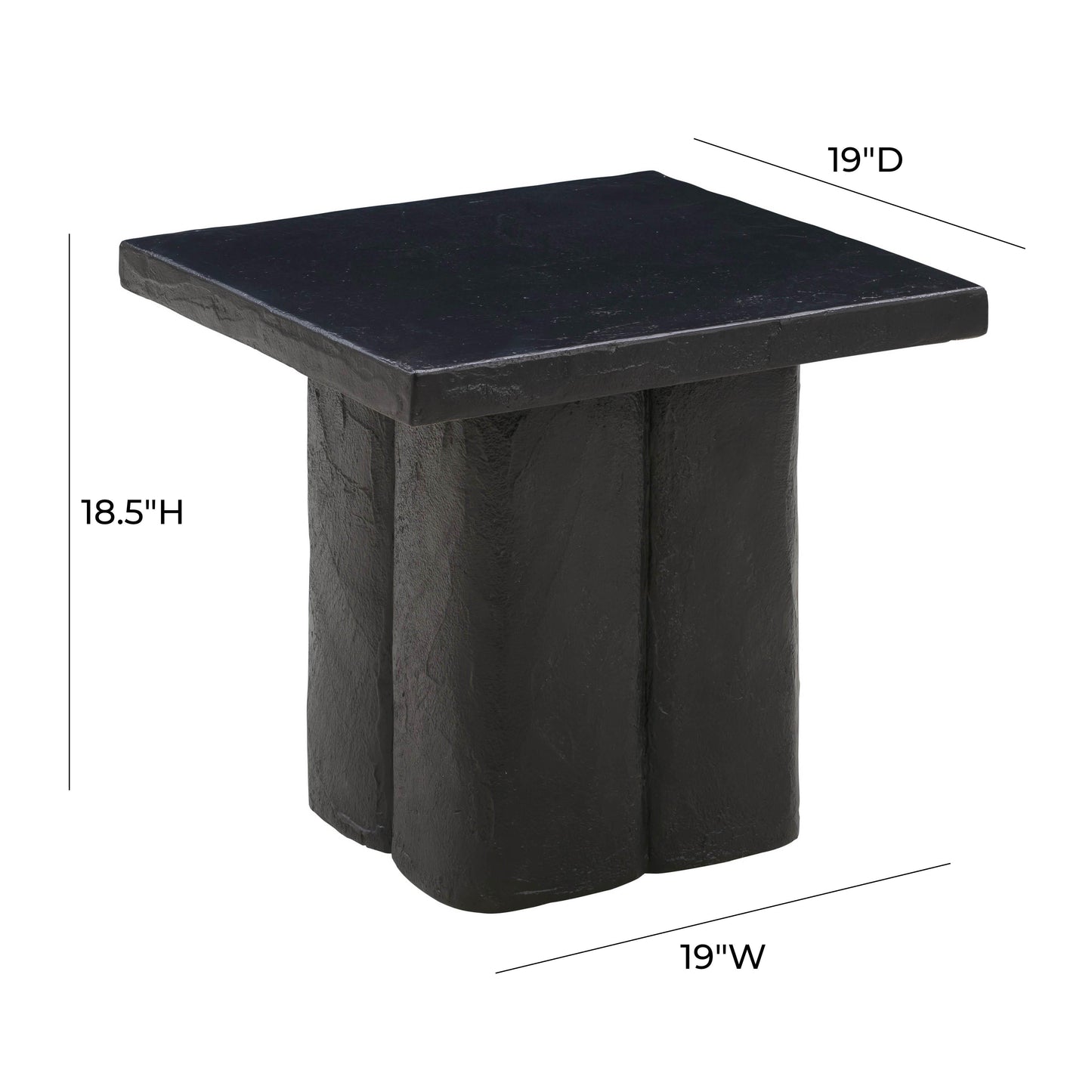 Kayla Faux Plaster Indoor / Outdoor Square Side Table - Black - Image 6