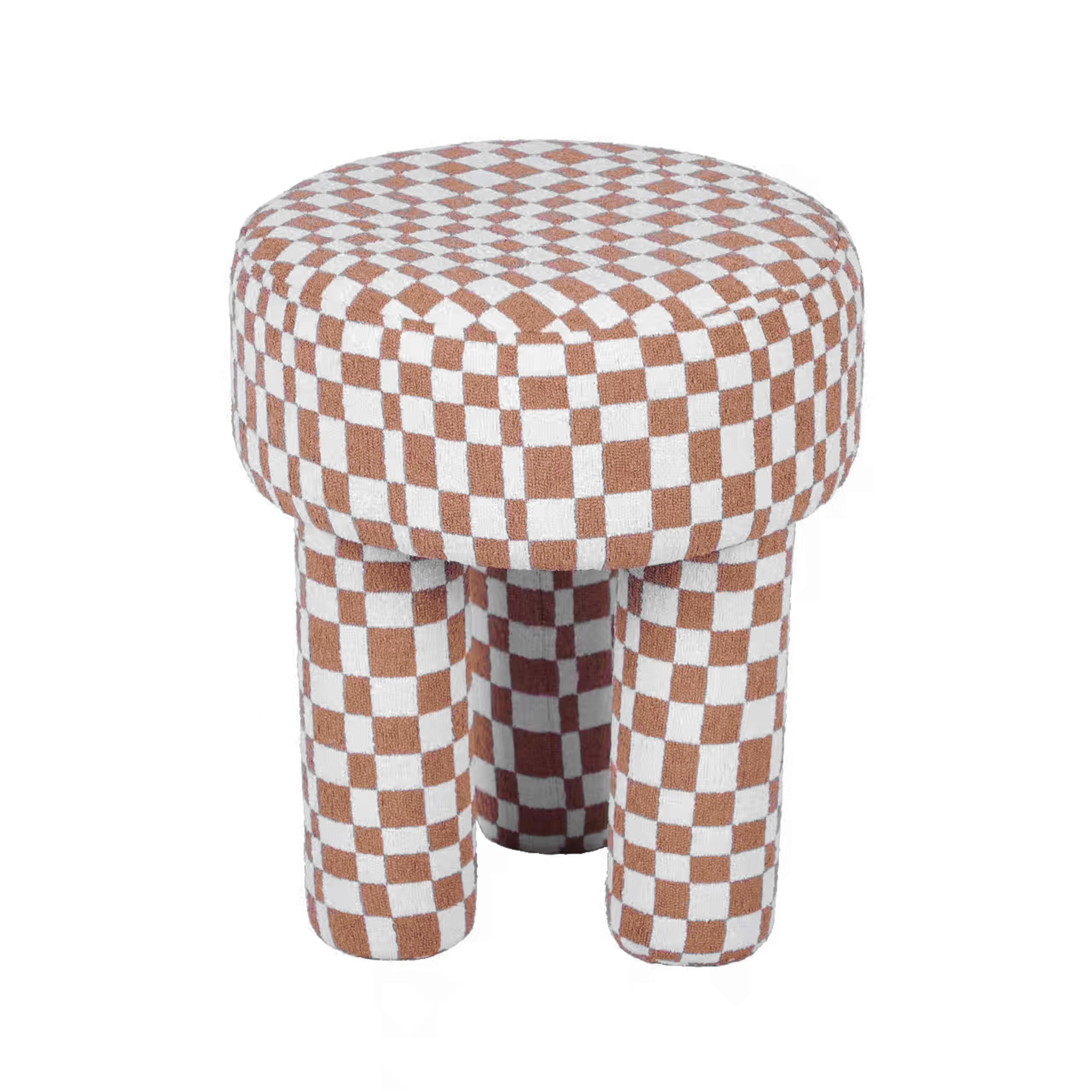 Claire Brown Checkered Boucle Stool | TOV Furniture