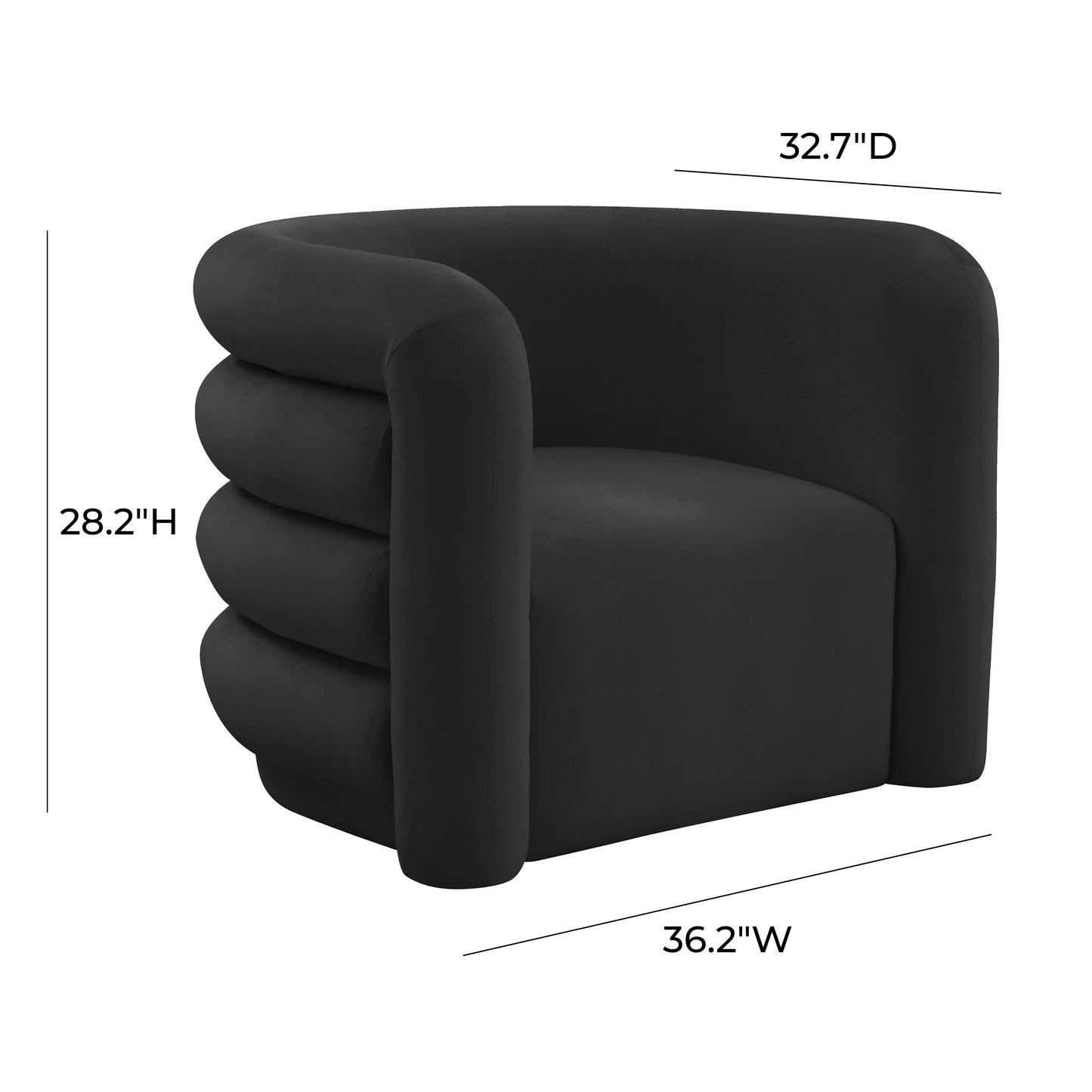Curves Performance Velvet Lounge Chair - Black - Image 6