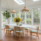 Dorine Striped Performance Linen & Rattan Dining Chair - Mint Green - Image 2