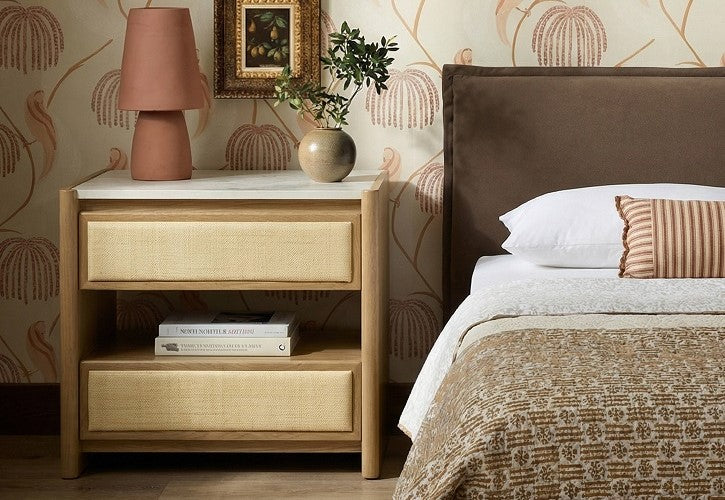 Elegant and serene bedroom design with cozy bedding, stylish furniture, and calming decor, creating a relaxing and inviting space.