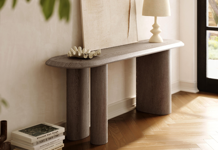 Welcoming entryway design featuring a stylish console table, decorative accents, and practical storage, creating a warm first impression.