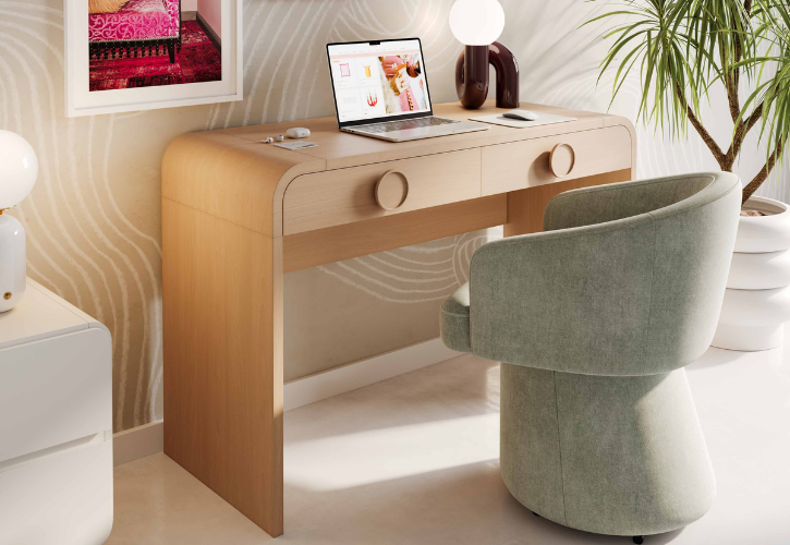 Modern and functional home office setup with a sleek desk, ergonomic chair, and organized workspace, perfect for productivity and comfort.