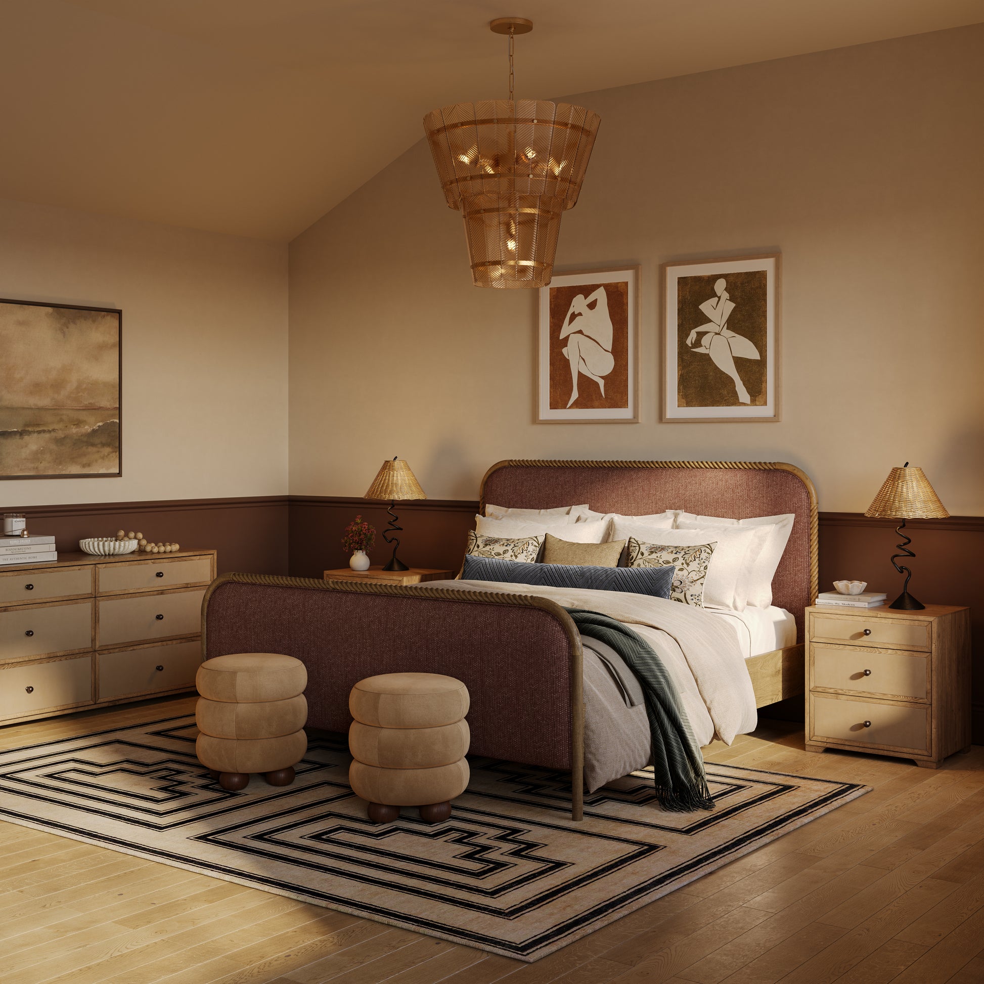Hatia Basketweave Panel Bed - Sienna Red / King - Image 2