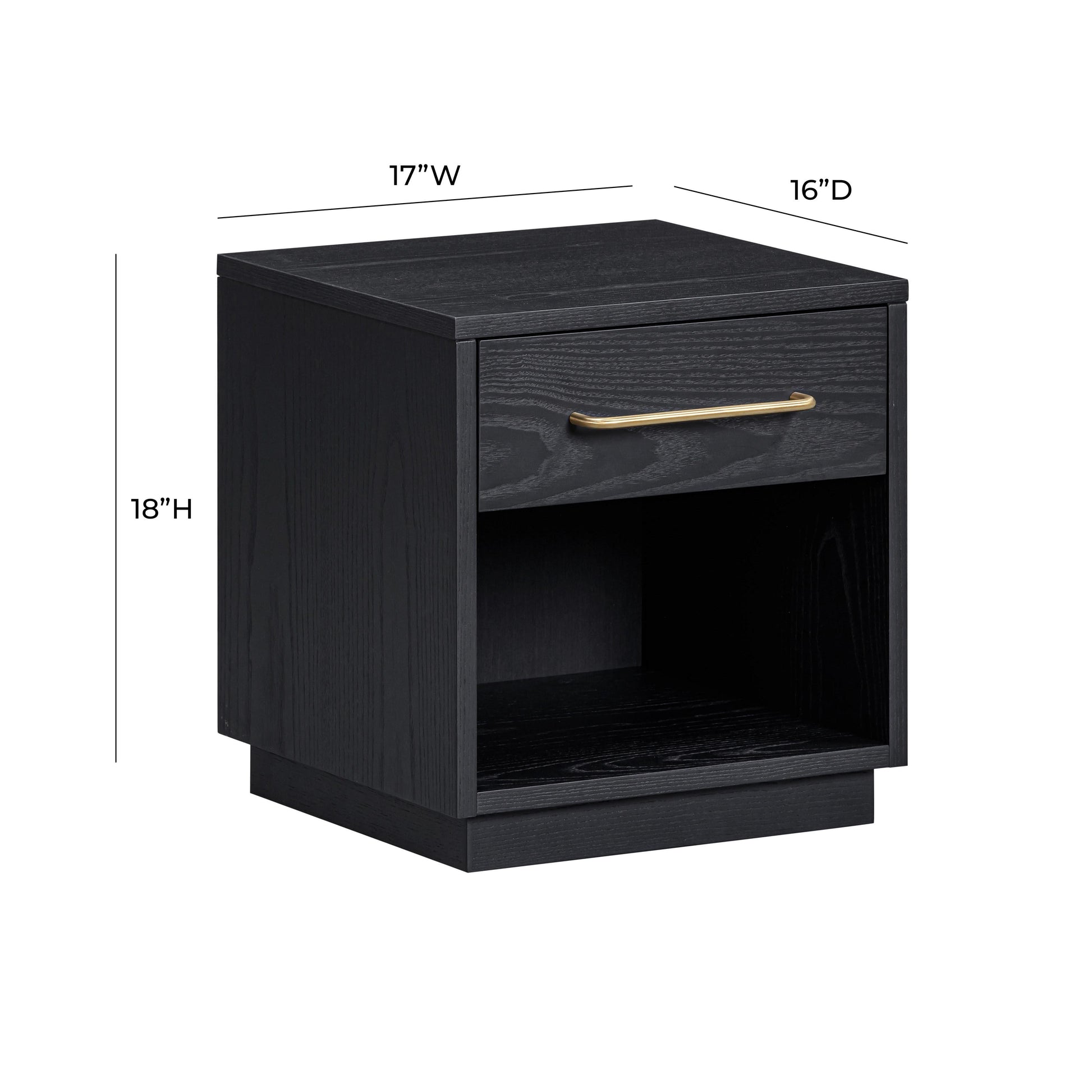 Marlow 17" Wood Nightstand With Drawer - Black - Image 9