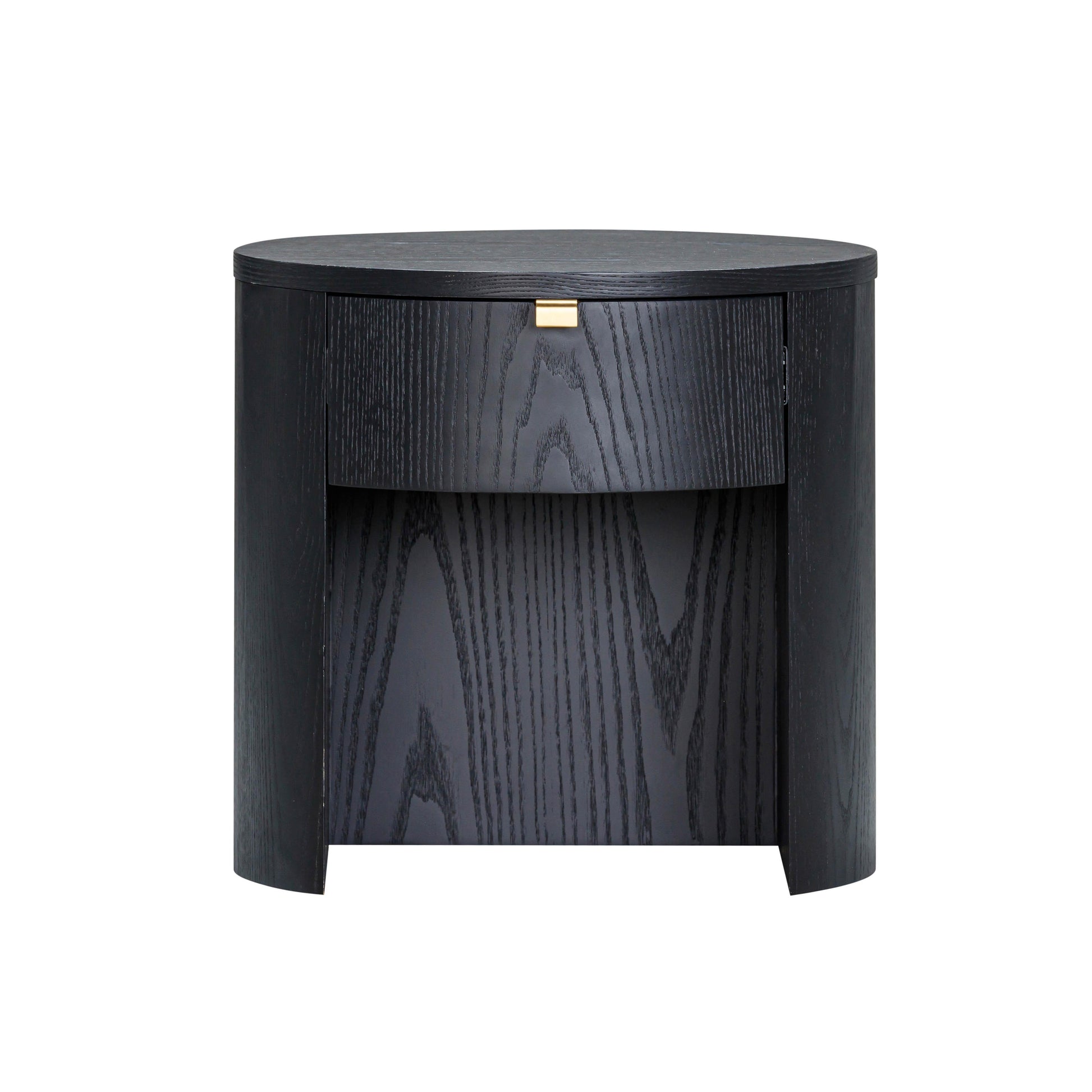 Marlow 19" Wood Round Nightstand With Drawer - Black - Image 4