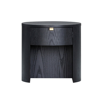 Marlow 19" Wood Round Nightstand With Drawer - Black - Image 2