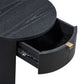 Marlow 19" Wood Round Nightstand With Drawer - Black - Image 7