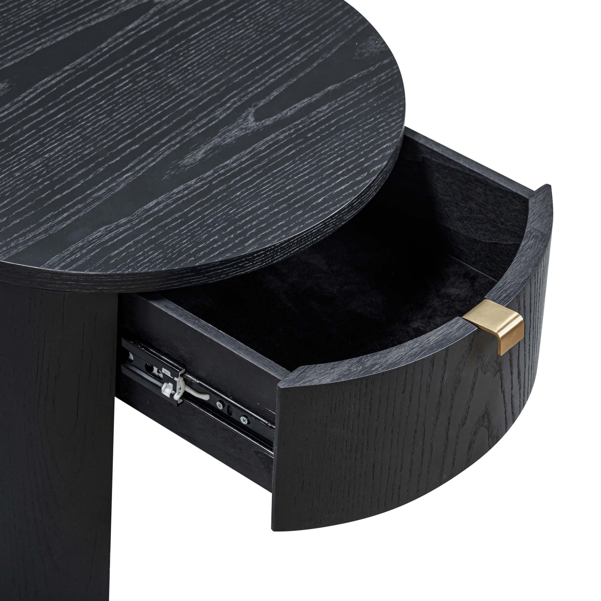 Marlow 19" Wood Round Nightstand With Drawer - Black - Image 7