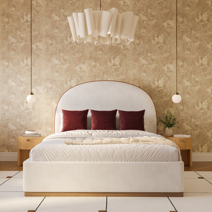 Marlow Performance Velvet Bed - Cream / Queen - Image 1
