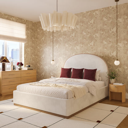 Marlow Performance Velvet Bed - Cream / King - Image 1