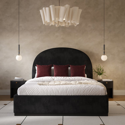 Marlow Performance Velvet Bed - Black / Queen - Image 1