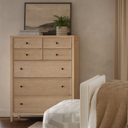 Bristol Park 40" Whitewashed Oak Wood 7-Drawer Chest - Default Title - Image 1