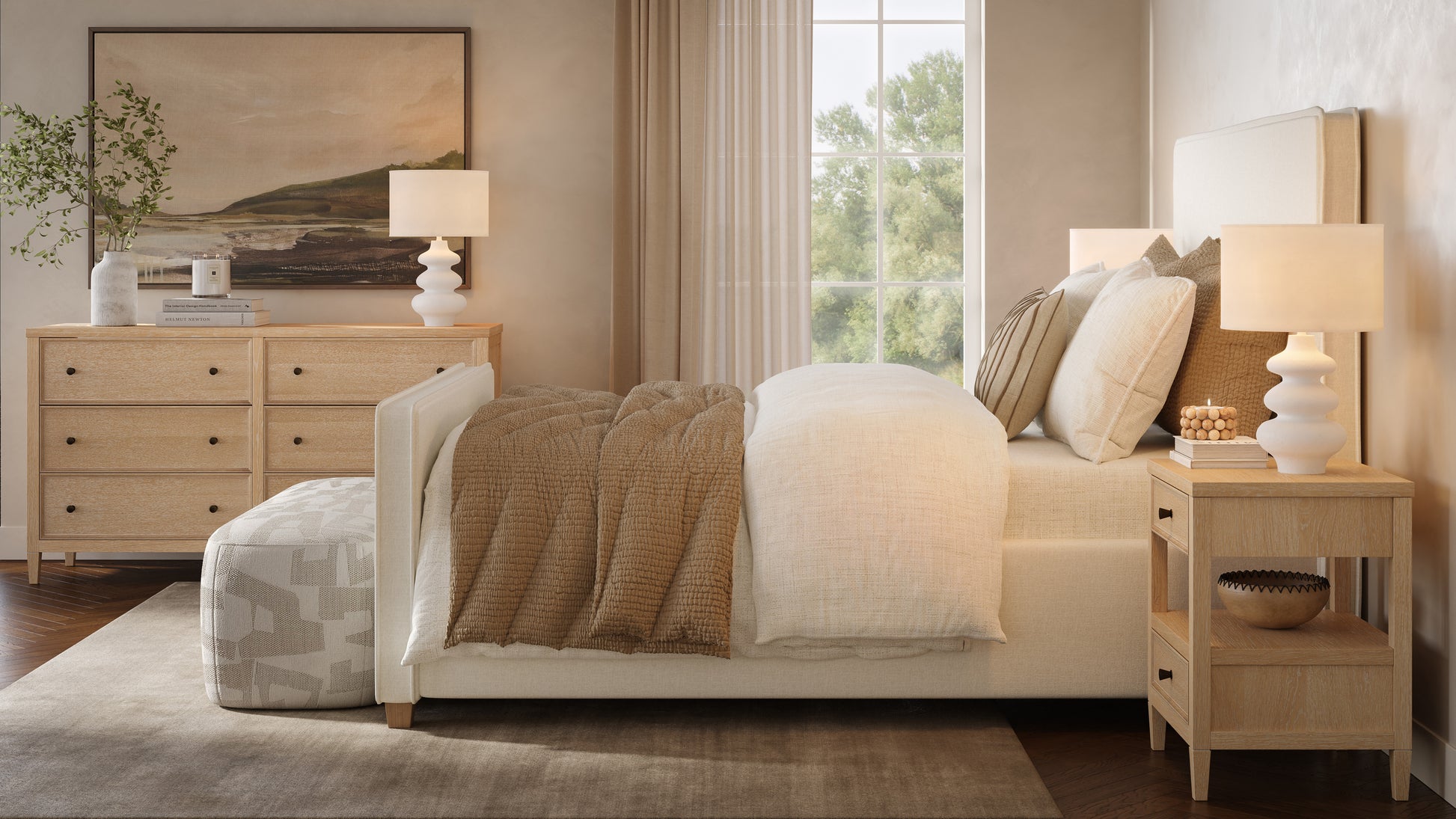 Bristol Park 62" Whitewashed Oak Wood 6-Drawer Dresser Bristol Park 62" Whitewashed Oak Wood 6-Drawer Dresser
