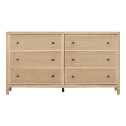 Bristol Park 62" Whitewashed Oak Wood 6-Drawer Dresser - Default Title - Image 2