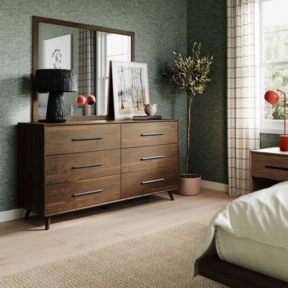 Emery 62" Walnut 6-Drawer Dresser - Default Title - Image 1