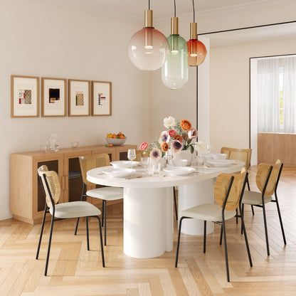 Elora 79" Lacquer Oval Dining Table - White - Image 1