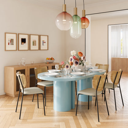 Elora 79" Lacquer Oval Dining Table - Blue - Image 1