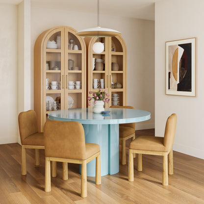 Elora 47" Lacquer Round Dining Table - Blue - Image 1