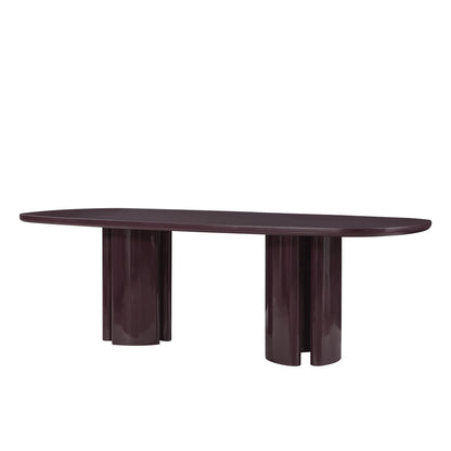 Zola 94.5" Lacquer Oval Dining Table - Burgundy - Image 1