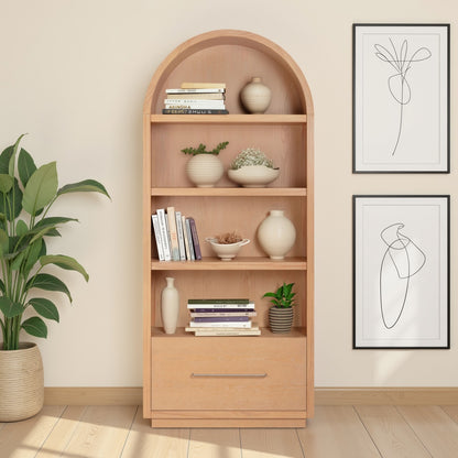 Marlow Wood Bookcase With File Drawer - Natural - Image 1